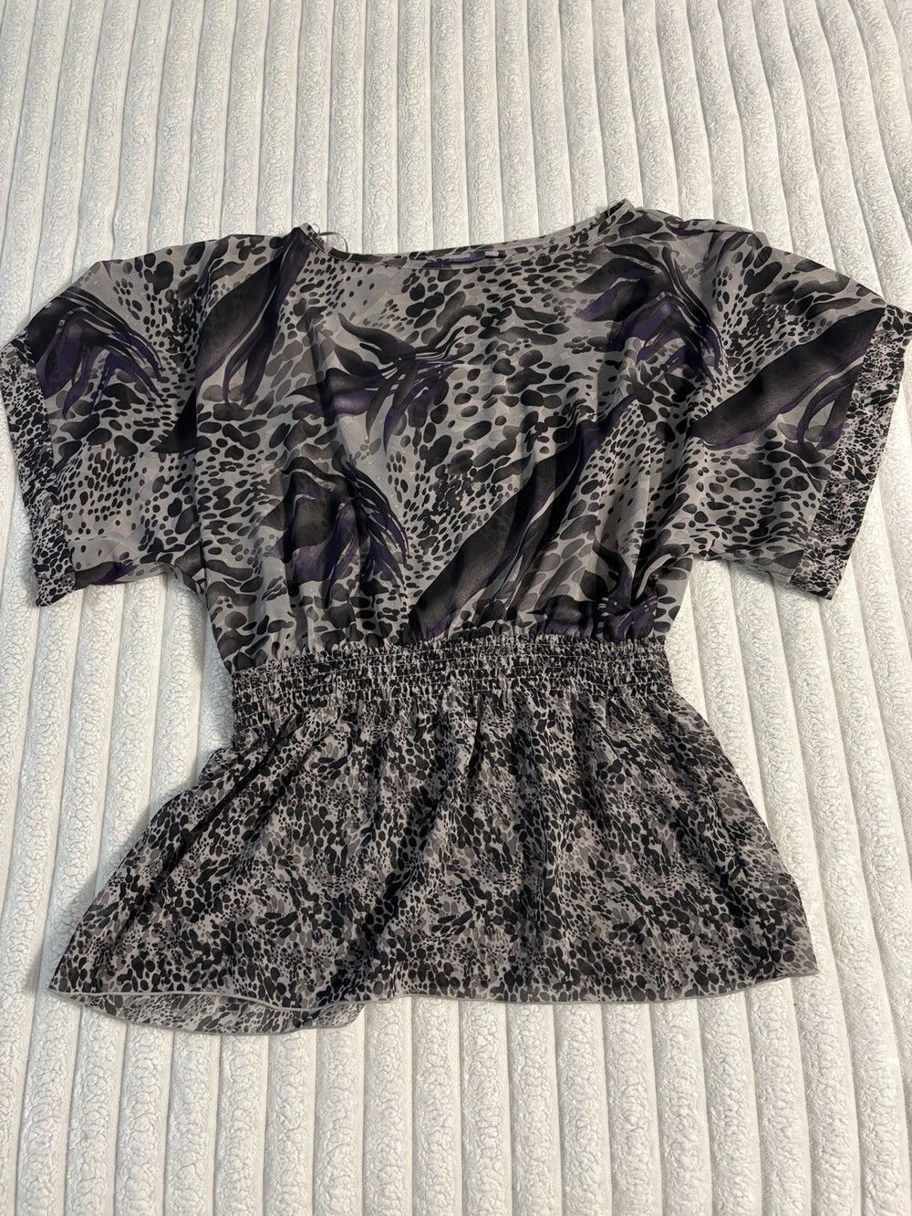 Vintage Y2K Miley Cyrus Max Azria Sheer Short Sleeve Blouse Tight Waist Women XL